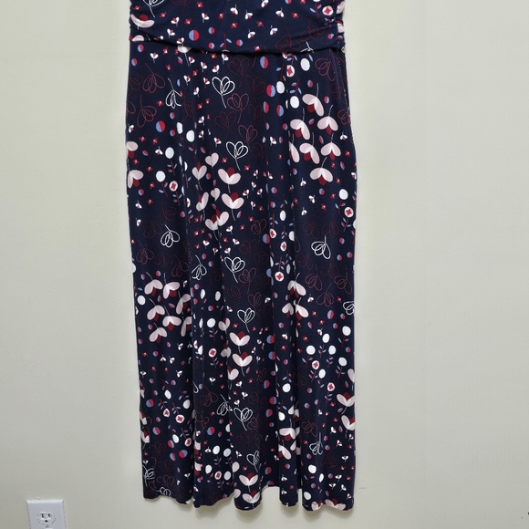 Boden Lily Rushed Waist Jersey Maxi Dress Sz 6R Navy Floral Fit & Flare Stretchy - Picture 4 of 14